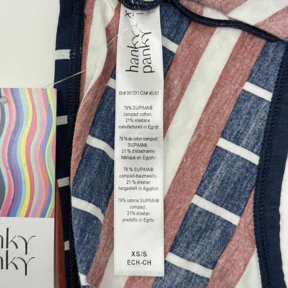 Hanky Panky PlayStretch High Rise Stripe Thong XS/S Striped Supima Cotton - Picture 2 of 9